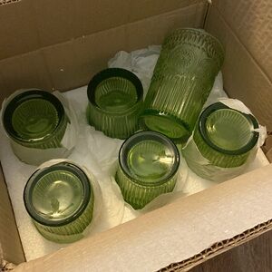 Brand new green glass cups